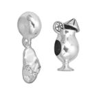 Individuality Beads Sterling Silver Daiquiri Bead And Crystal Flip-flop Charm Set, Women's, Grey
