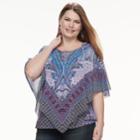 Plus Size World Unity Printed Popover Top, Women's, Size: 0x, Green