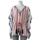 Sonoma Goods For Life&trade; Striped Tassel Poncho, Women's, Blue (navy)