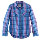 Girls 7-16 & Plus Size Mudd&reg; Metallic Plaid Button-front Flannel Shirt, Size: 18 1/2, Blue (navy)