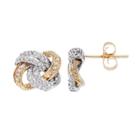 Two Tone 10k Gold 1/4 Carat T.w. Diamond Knot Stud Earrings, Women's, White