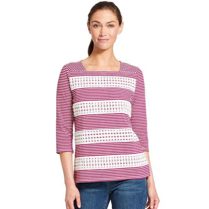 Women's Izod Lace-panel Top, Size: Small, Bright Plum Combo