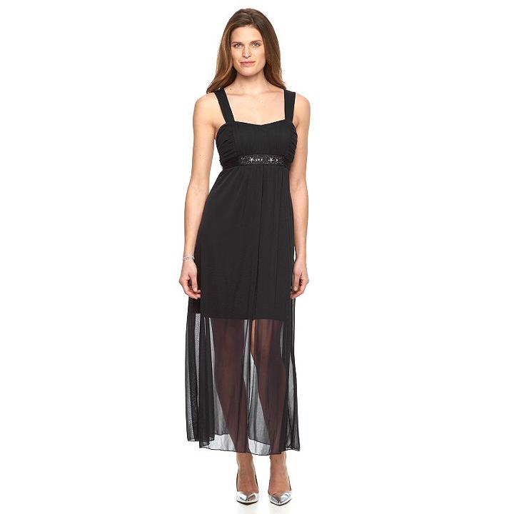 Women's Connected Apparel Chiffon Maxi Dress, Size: 10, Black