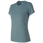 Women's New Balance Heather Tech Short Sleeve Tee, Size: Large, Grey