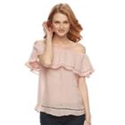 Women's Harve Benard Gauze Off-the-shoulder Top, Size: Large, Drk Orange