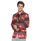 Men's Reindeer Striped Christmas Blazer, Size: Small, Red