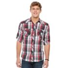 Men's Rock & Republic Plaid Roll-sleeve Button-down Shirt, Size: Small, Med Red