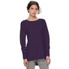 Women's Elle&trade; Bow Accent Tunic Sweater, Size: Medium, Purple