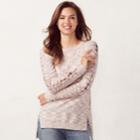 Women's Lc Lauren Conrad Chenille Lace-up Crewneck Sweater, Size: Xs, White