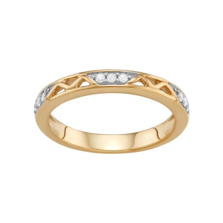 Sterling Silver 1/10 Carat T.w. Diamond Openwork Ring, Women's, Size: 7, White