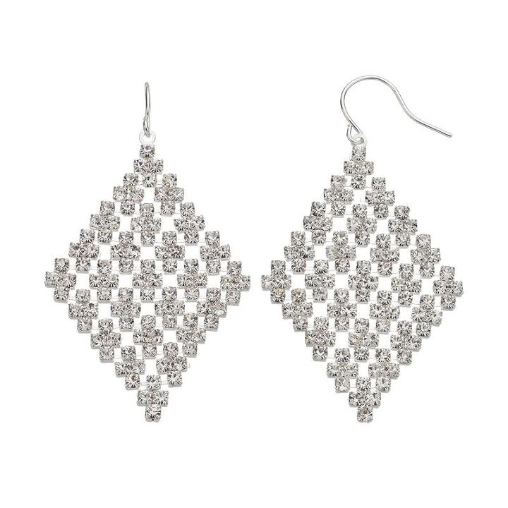 Simulated Crystal Kite Earrings, Women's, Natural