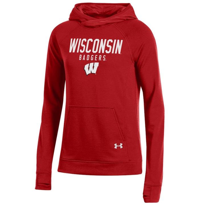 Women's Under Armour Wisconsin Badgers Featherweight Fleece Hoodie, Size: Large, Multicolor