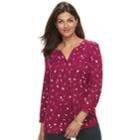 Women's Croft & Barrow&reg; Splitneck Peasant Top, Size: Small, Dark Pink