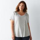 Plus Size Sonoma Goods For Life&trade; Essential V-neck Tee, Women's, Size: 1xl, Light Grey