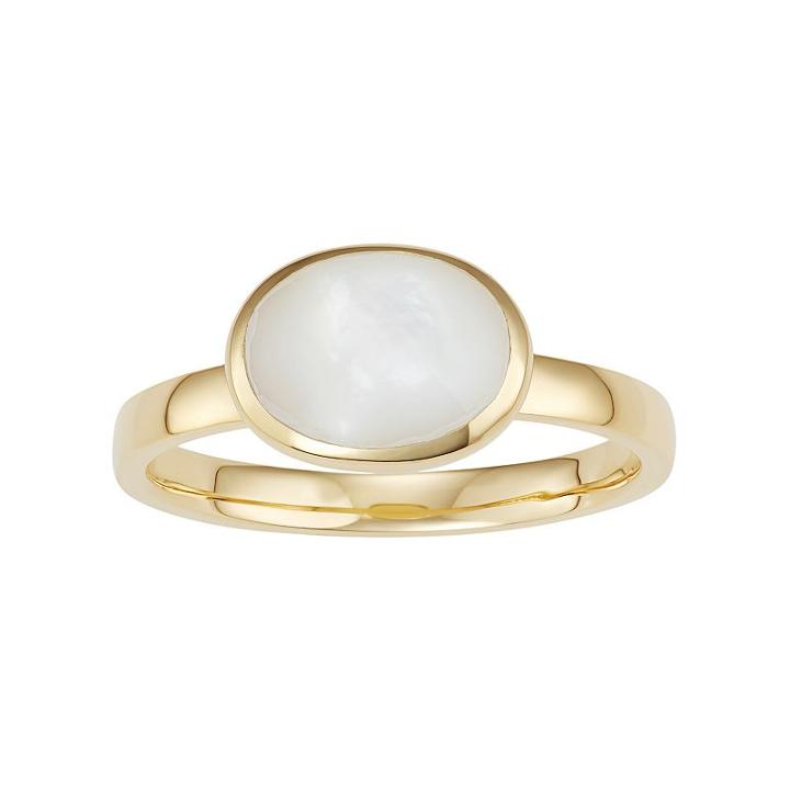 18k Gold Over Silver Mother-of-pearl Ring, Women's, Size: 6, White