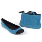 Sidekicks Women's Foldable Glitter Ballet Flats, Girl's, Size: 5-6, Blue