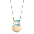 Long Beaded Ladder Semicircle Necklace, Women's, Gold