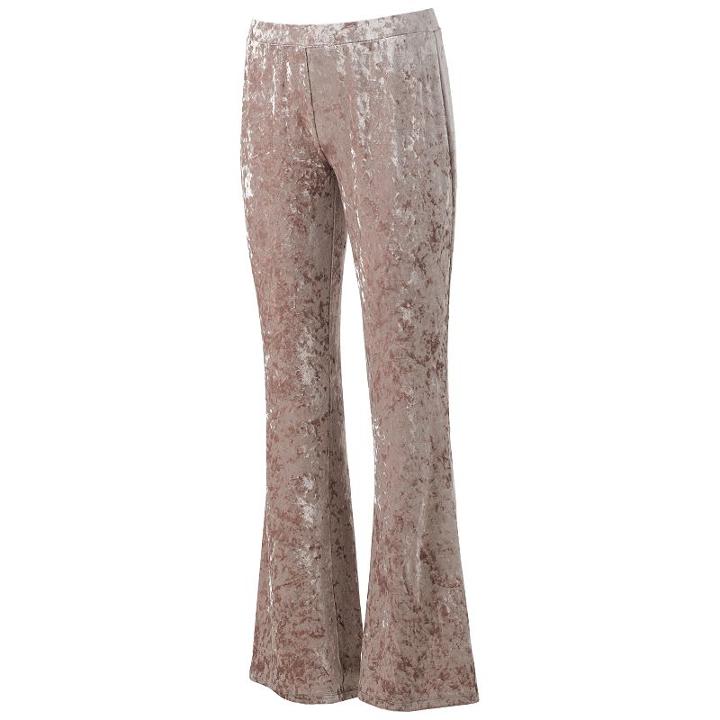 Juniors' Joe B Velvet Flare Pants, Girl's, Size: Large, Dark Beige
