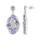 Sterling Silver Cubic Zirconia Cluster Drop Earrings, Women's, Purple