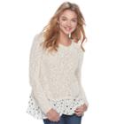 Juniors' Cloudchaser Print Hem Sweater, Teens, Size: Large, Beige Oth