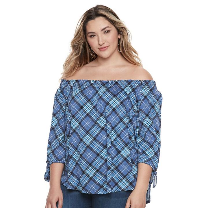 Plus Size French Laundry Smocked Off-the-shoulder Peasant Top, Women's, Size: 3xl, Med Purple