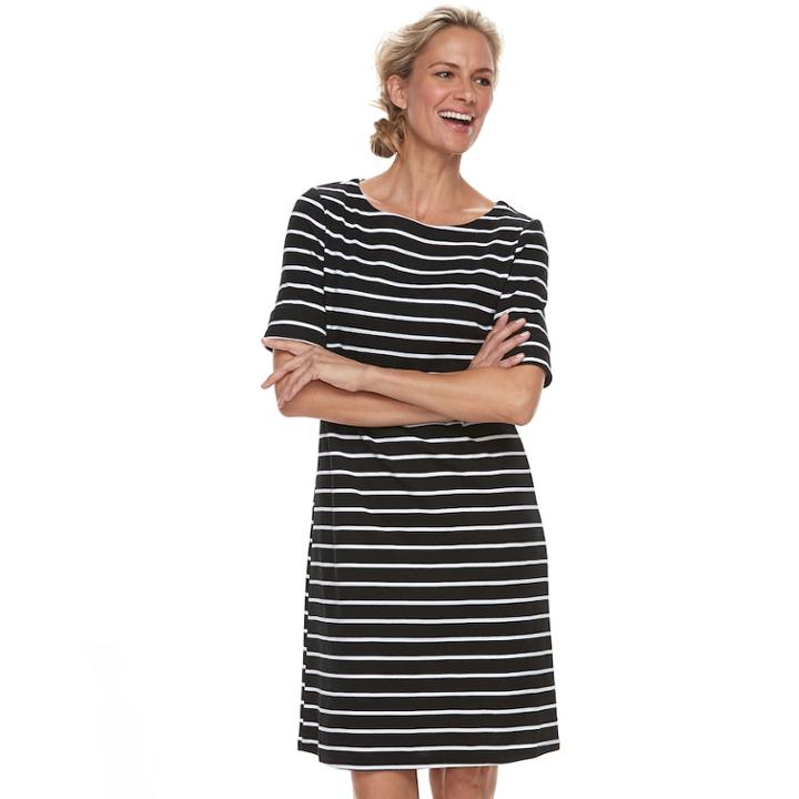 Women's Croft & Barrow&reg; Print Shift Dress, Size: Xs, Black