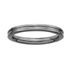 Stacks And Stones Ruthenium-plated Sterling Silver Grooved Stack Ring, Women's, Size: 5, Black