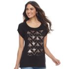 Women's Apt. 9&reg; Scoopneck Tee, Size: Small, Black