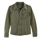 Boys 4-7x Sonoma Goods For Life&trade; Pique Button Down Shirt, Size: 7x, Dark Green
