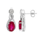 Sterling Silver Lab-created Ruby & Lab-created White Sapphire Swirl Earrings, Women's, Red