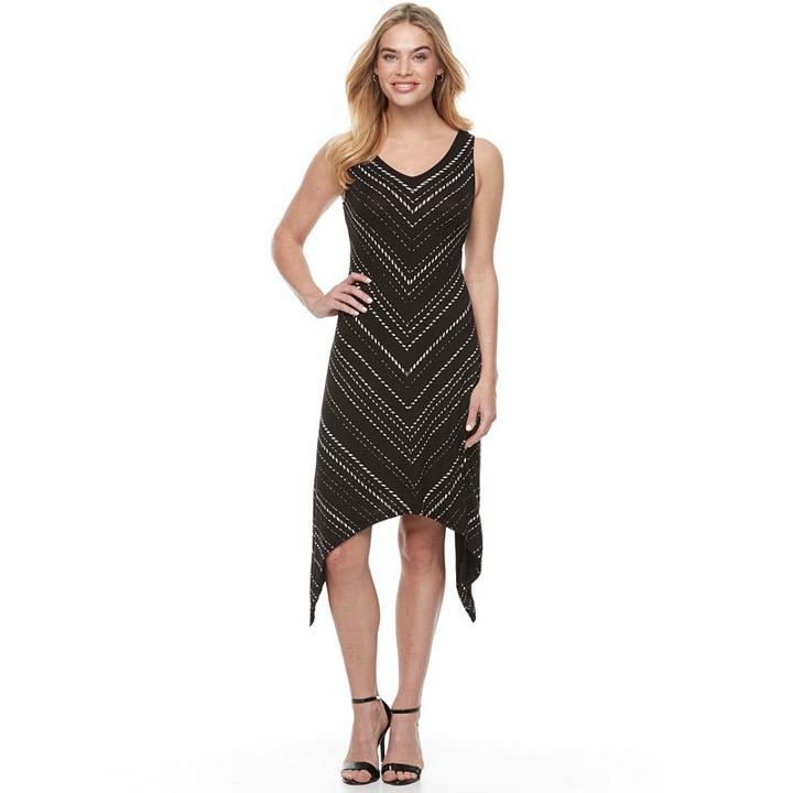 Petite Apt. 9&reg; Printed Shark-bite Dress, Women's, Size: S Petite, Black