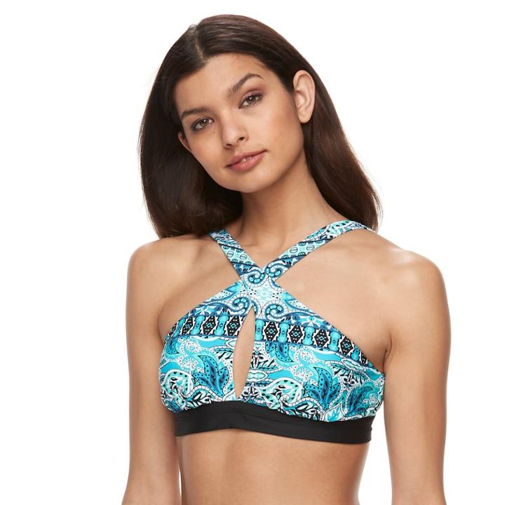 Women's Apt. 9&reg; Tribal Wrap High-neck Bikini Top, Size: Xl, Med Green
