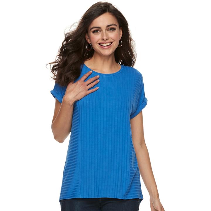 Women's Apt. 9&reg; Abstract Ribbed Tee, Size: Xl, Med Blue