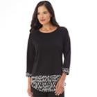 Women's Apt. 9&reg; Mock-layer French Terry Top, Size: Medium, Black White Chevron