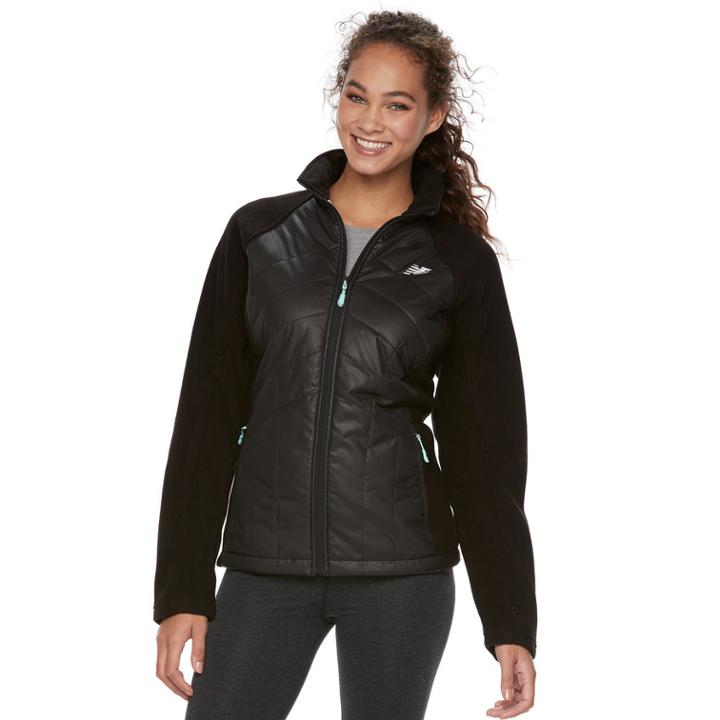 Women's New Balance Mixed-media Quilted Jacket, Size: Large, Black Embossed