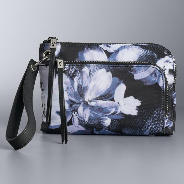 Simply Vera Vera Wang Pierce Floral Wristlet, Women's, Black