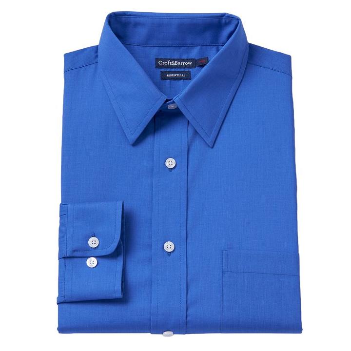 Big & Tall Croft & Barrow Fitted Checked Dress Shirt, Men's, Size: 18.5 36/37, Blue (navy)
