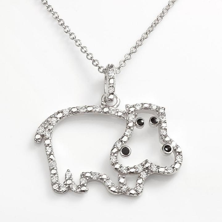 Sophie Miller Sterling Silver Cubic Zirconia Hippopotamus Pendant, Women's, Size: 16, White