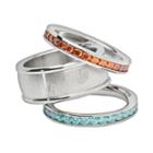 Logoart San Jose Sharks Stainless Steel Crystal Stack Ring Set, Women's, Size: 7, Multicolor