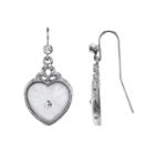 Downton Abbey Frosted Heart Drop Earrings, Women's, White