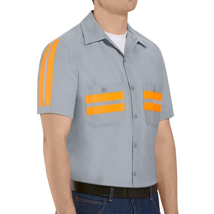 Men's Red Kap Classic-fit Enhanced Visibility Button-down Shirt, Size: Small, Multicolor