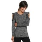 Women's Apt. 9&reg; Cold-shoulder Ruffle Top, Size: Small, Black