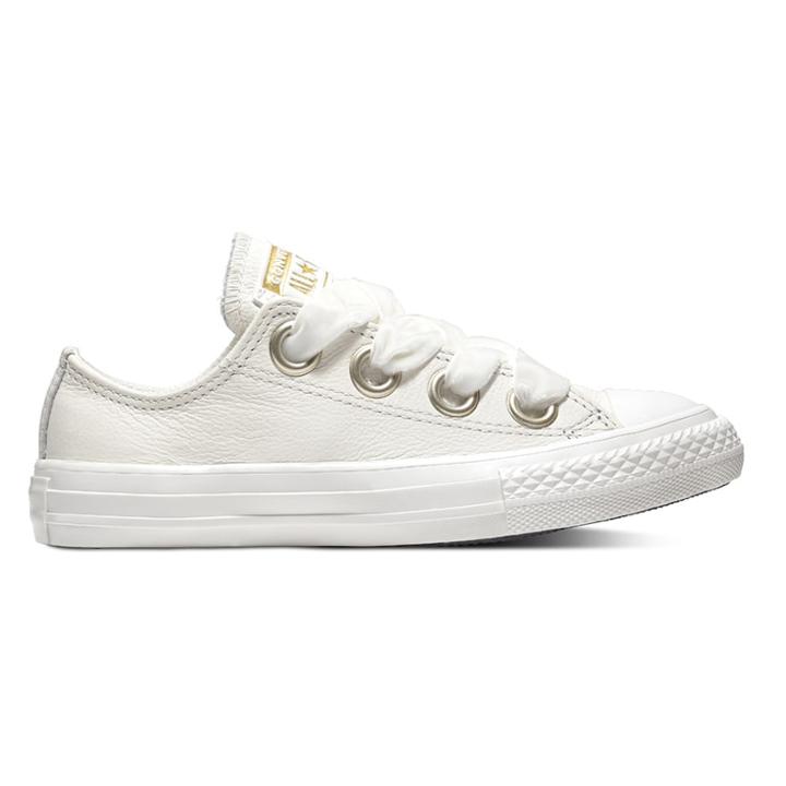 Girls' Converse Chuck Taylor All Star Big Eyelets Leather Sneakers, Size: 5, Natural