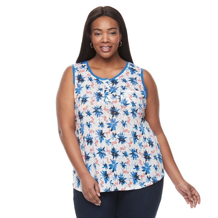 Plus Size Kate And Sam Flamingo Slubbed Tank, Women's, Size: 2xl, Red