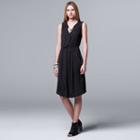 Women's Simply Vera Vera Wang Pleated Satin Fit & Flare Dress, Size: Xs, Black