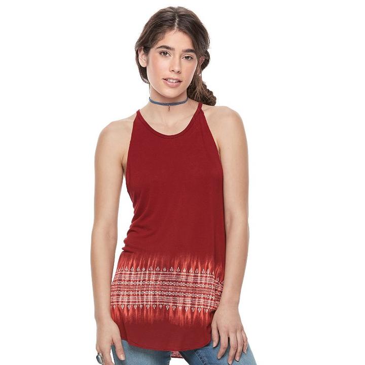Mudd, Juniors' &reg; Tie-dye Halter Tank, Girl's, Size: Small, Dark Red