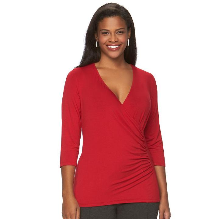 Plus Size Dana Buchman Faux-wrap Top, Women's, Size: 3xl, Med Red