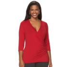 Plus Size Dana Buchman Faux-wrap Top, Women's, Size: 3xl, Med Red