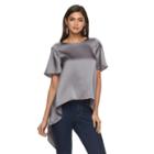 Women's Jennifer Lopez Textured Handkerchief Hem Top, Size: Large, Med Grey