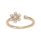 14k Gold 1/6 Carat T.w. Diamond Flower Open Ring, Women's, Size: 5, White